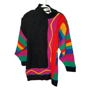 Vintage Diana Marco Multi Color Sweater Shoulder Pads Size 22